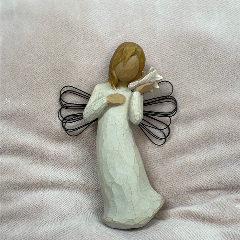 Elegant Angel Figurine with White and Tan Accents